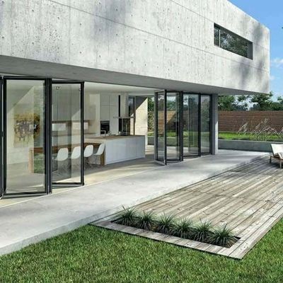 Anodized White Aluminium Bifold Doors , Two Side Open Door Hollow Glazed