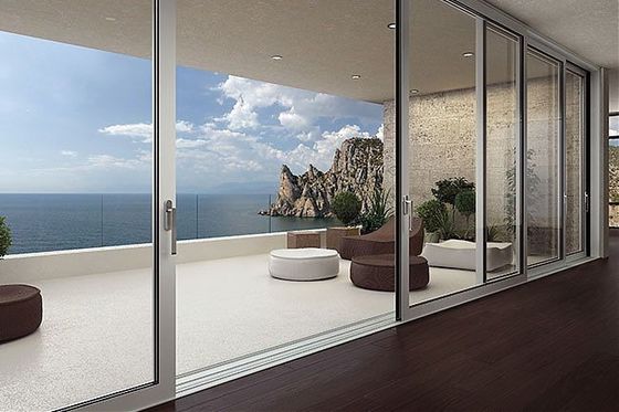 ODM Black Aluminum Sliding Doors Lightning Protection Flucarbon For Villas