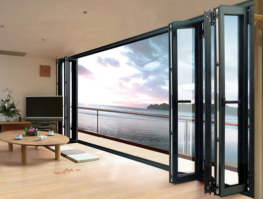 Anodized White Aluminium Bifold Doors , Two Side Open Door Hollow Glazed