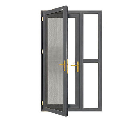 Screen Integrated Aluminum Swing Doors Casement Double Glass Curved Inner Sash