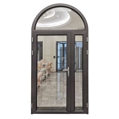 Round Arched Top Aluminum Casement Doors , Retro Exterior Doors With Hinge