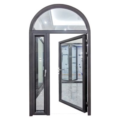 Round Arched Top Aluminum Casement Doors , Retro Exterior Doors With Hinge